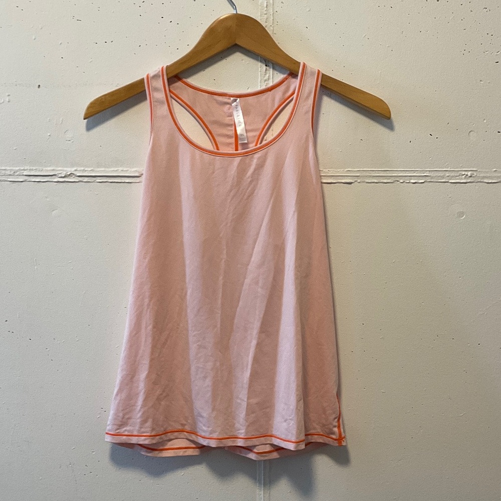 Fabletics Pink and Orange trim Exercise Tank Top